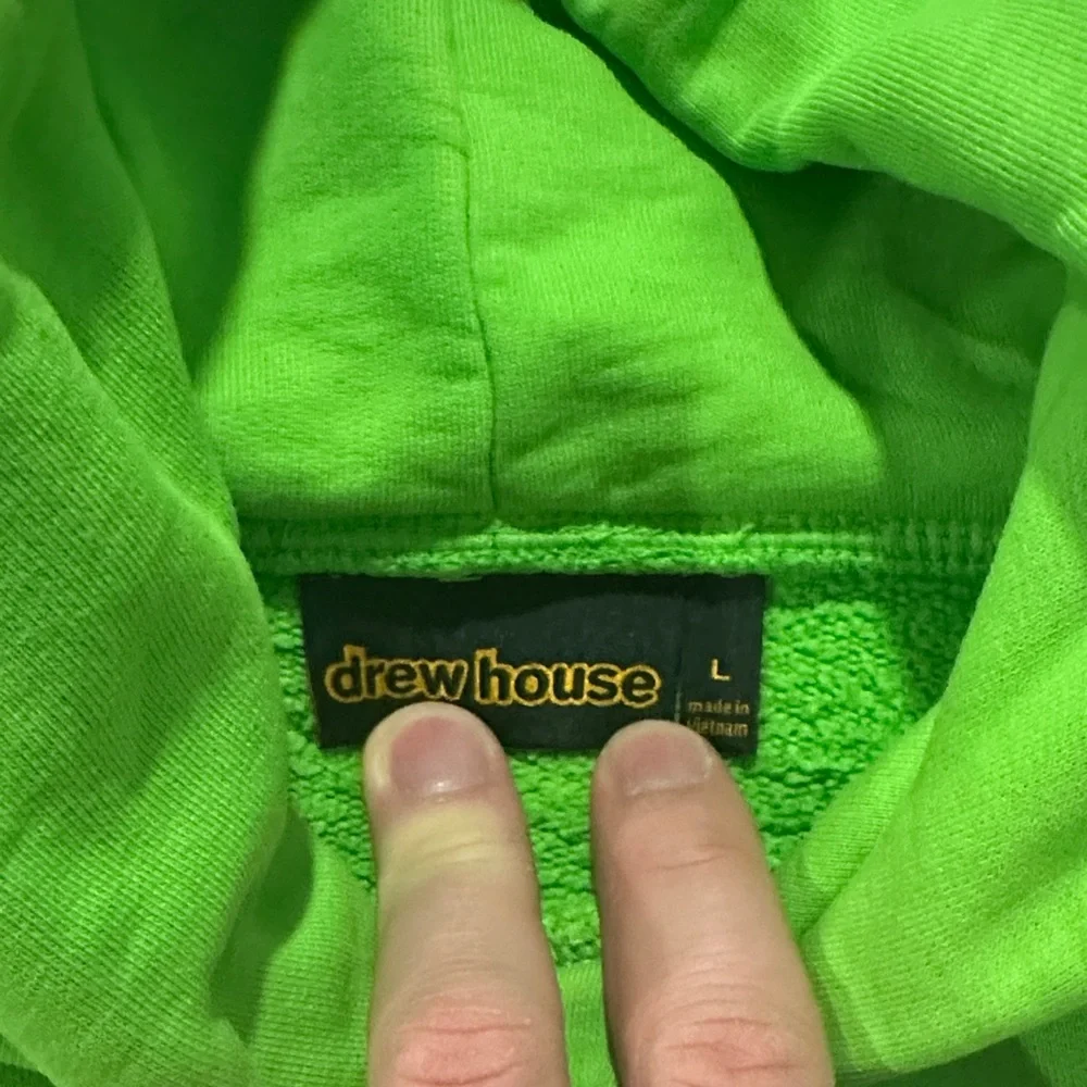 DREW HOUSE Neon Green Hoodie with Yellow Logo - Picture 2 of 3